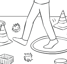 Illustration of person walking through Minefield activity