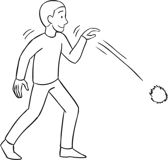 Man throwing ball downwards, as seen in tag & PE game called Monarch Tag