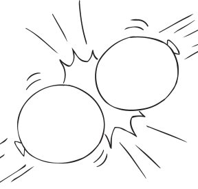 Two balloons hitting each other as part of Balloon Propulsion Debrief