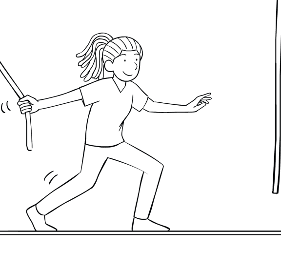 Illustration of woman participating on Multi-vine Traverse challenge course element