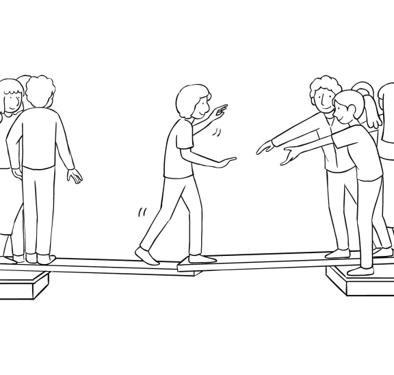 Illustration of group playing Islands team-building activity